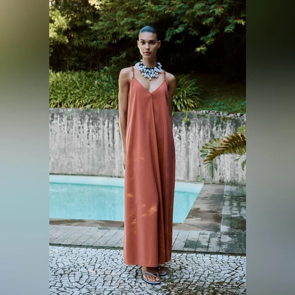Slip Maxi Dress in Terracotta — Women - Picture 2 of 13